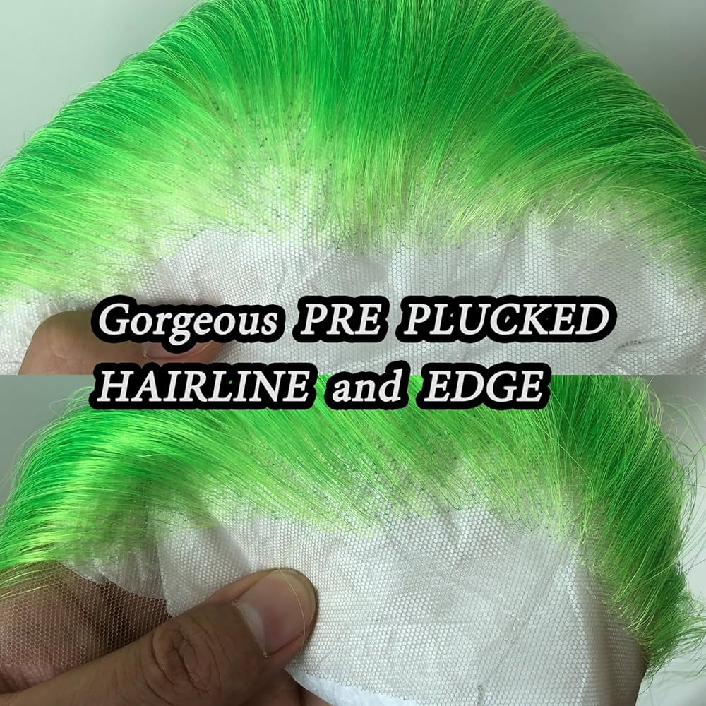 Amazon.com : Zigzag Lime Green Synthetic Lace Front Wig